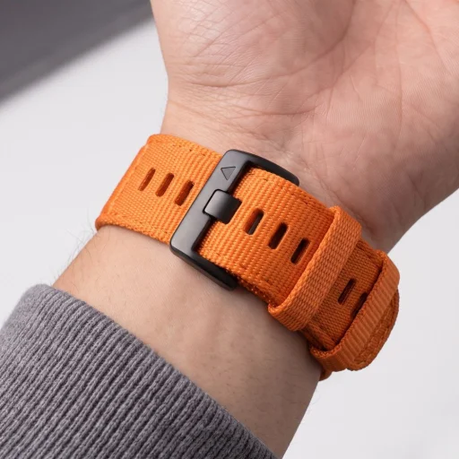  Garmin Fenix 5X / 5X Plus / 6X / 6X Pro / 7X / 8 / 8 Pro / 9 / 9 Pro (51 mm) jelzőnarancssárga Tech-Protect Nylon Classic óraszíj - 5