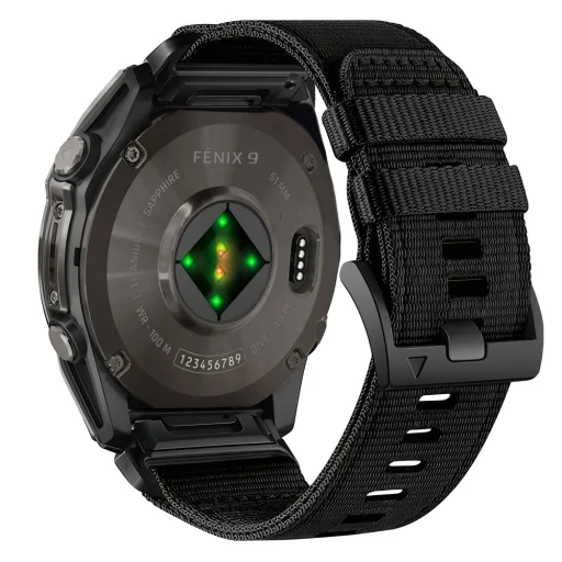 Garmin Fenix 5X / 5X Plus / 6X / 6X Pro / 7X / 8 / 8 Pro / 9 / 9 Pro (47 mm) óraszíj – Tech-Protect Nylon Classic, fekete - 2