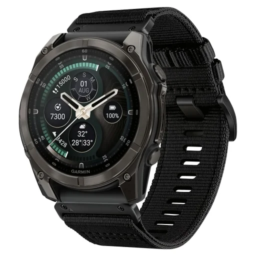  Garmin Fenix 5X / 5X Plus / 6X / 6X Pro / 7X / 8 / 8 Pro / 9 / 9 Pro (47 mm) óraszíj – Tech-Protect Nylon Classic, fekete - 1