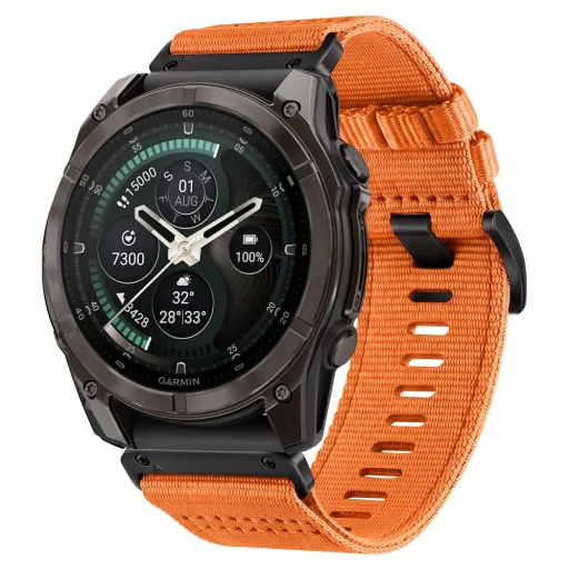 Garmin Fenix 5X / 5X Plus / 6X / 6X Pro / 7X / 8 / 8 Pro / 9 / 9 Pro (47 mm) Tech-Protect Nylon Classic signálna oranžová remienok - 1
