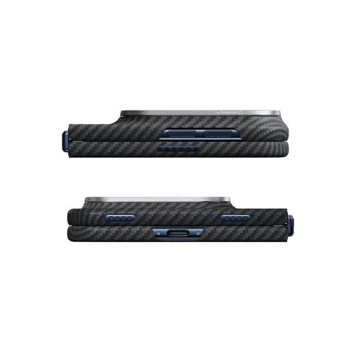  iPhone Duo Pitaka Edge tok, teljes készlet, fekete-szürke sávolyszövésű - 7