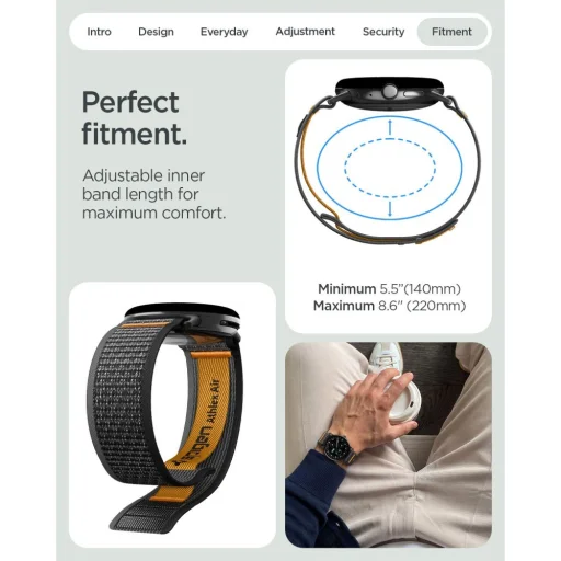  Google Pixel Watch 1/2/3/4/5 (41 mm) Spigen Athlex Air sportóraszíj, fekete-narancssárga - 11