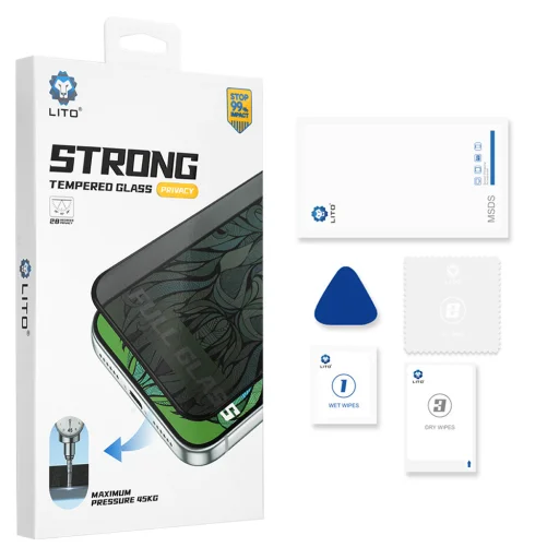 iPhone Duo privátne tvrdené ochranné sklo, čierne – Lito D+ Max Strong Privacy - 5