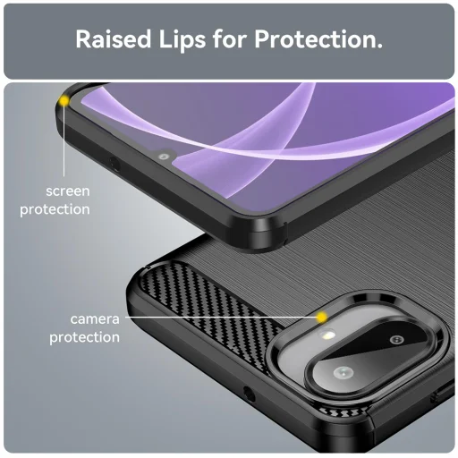  Samsung Galaxy A08 4G / A07 5G Techsuit Carbon Silicone ütésálló tok, fekete - 4