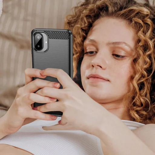  Samsung Galaxy A08 4G / A07 5G Techsuit Carbon Silicone ütésálló tok, fekete - 6