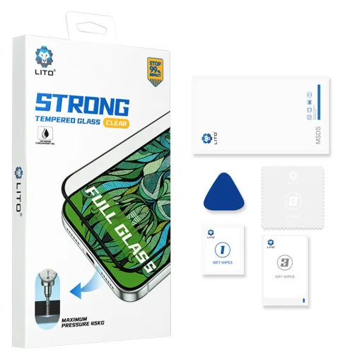 iPhone Duo Lito D+ Max Strong ochranné tvrdené sklo s čiernym rámom - 6