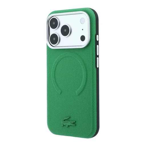 iPhone 18 Pro estragónovo zelené Lacoste Petit Pique embosované PVC MagSafe puzdro - 2