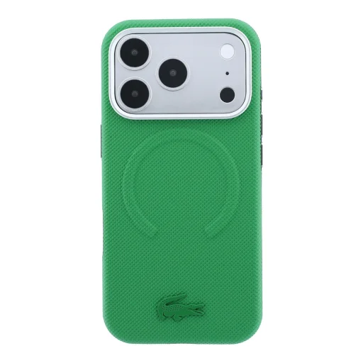 iPhone 18 Pro estragónovo zelené Lacoste Petit Pique embosované PVC MagSafe puzdro - 3
