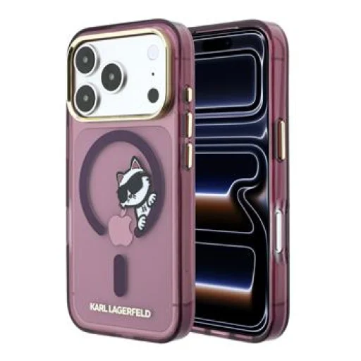 Bordové puzdro Karl Lagerfeld IML Choupette Peekaboo MagSafe pre iPhone 18 Pro - 1