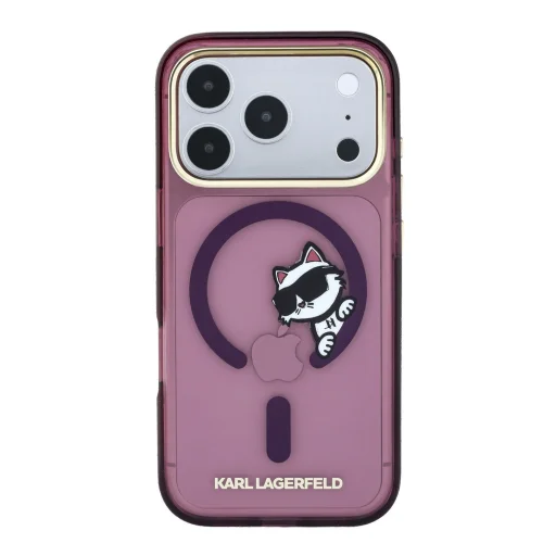 Bordové puzdro Karl Lagerfeld IML Choupette Peekaboo MagSafe pre iPhone 18 Pro - 3