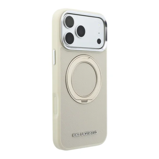  iPhone 18 Pro tok Karl Lagerfeld Saffiano mintázattal, MagSafe-funkcióval és forgatható támasztékkal – bézs - 4