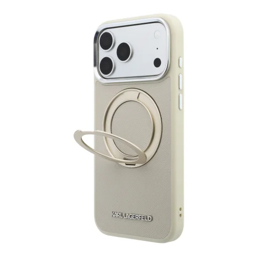  iPhone 18 Pro tok Karl Lagerfeld Saffiano mintázattal, MagSafe-funkcióval és forgatható támasztékkal – bézs - 2