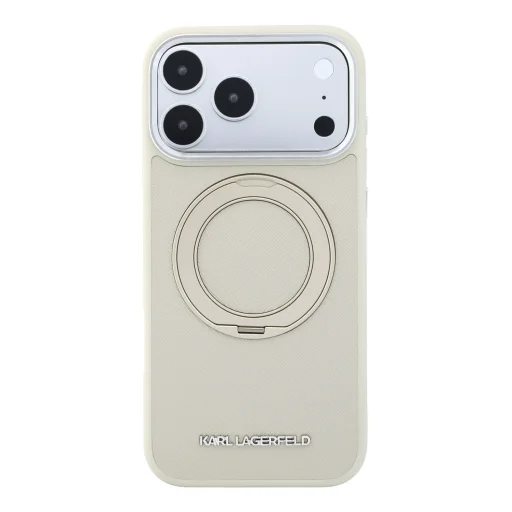  iPhone 18 Pro tok Karl Lagerfeld Saffiano mintázattal, MagSafe-funkcióval és forgatható támasztékkal – bézs - 3
