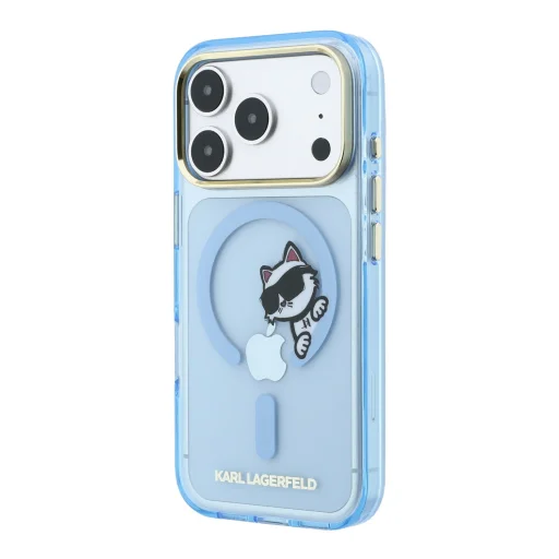 iPhone 18 Pro Max Karl Lagerfeld IML Choupette Peekaboo MagSafe zadný kryt, modrý - 2