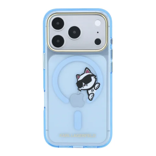 iPhone 18 Pro Max Karl Lagerfeld IML Choupette Peekaboo MagSafe zadný kryt, modrý - 3