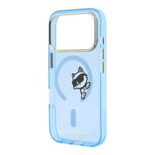 iPhone 18 Pro Max Karl Lagerfeld IML Choupette Peekaboo MagSafe zadný kryt, modrý - 5
