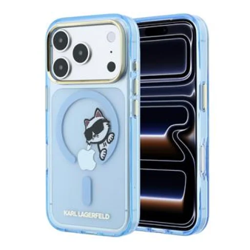 iPhone 18 Pro Max Karl Lagerfeld IML Choupette Peekaboo MagSafe zadný kryt, modrý - 1