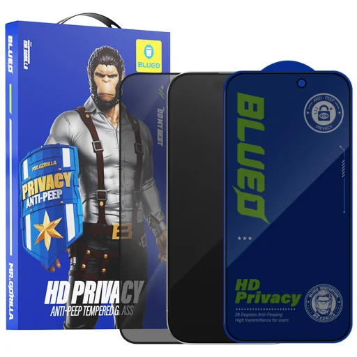  iPhone 16 Pro / iPhone 17 / iPhone 17 Pro fekete Blueo betekintésgátló kijelzővédő üveg, 5 db - 1