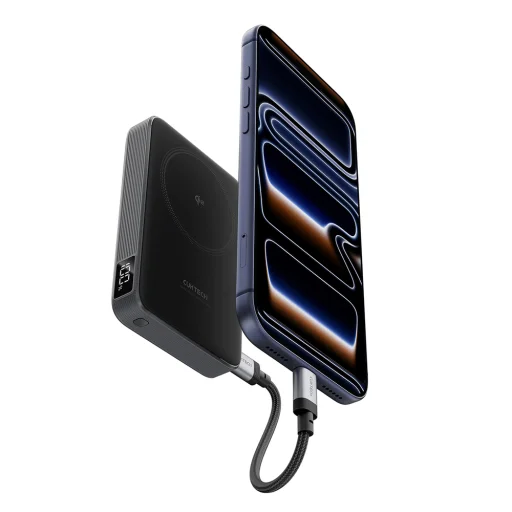 Cuktech WPB100 10000 mAh Qi2 magnetická externá batéria, 30 W, so stojanom, čierna powerbanka - 13
