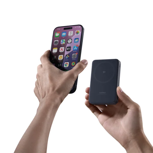 Cuktech WPB100 10000 mAh Qi2 magnetická externá batéria, 30 W, so stojanom, čierna powerbanka - 14