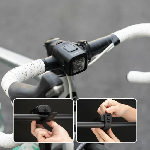 Rockbros SKL01 predné svetlo na bicykel s elektronickým zvončekom, 450 lm, čierne. - 5