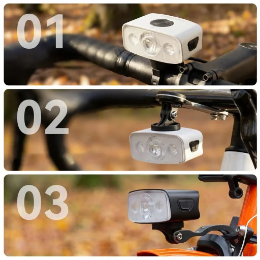 Rockbros QC1200 predné svetlo na bicykel, 1200 lm, USB-C, biele - 2