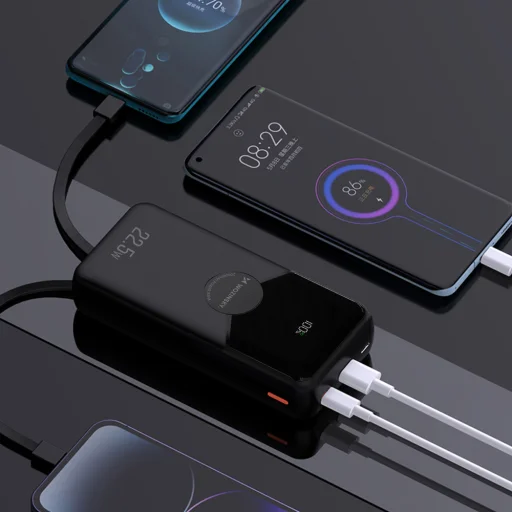 Wozinsky WFC-15B 20 000 mAh externá batéria so zabudovaným Lightning a USB-C káblom, čierna powerbanka - 5