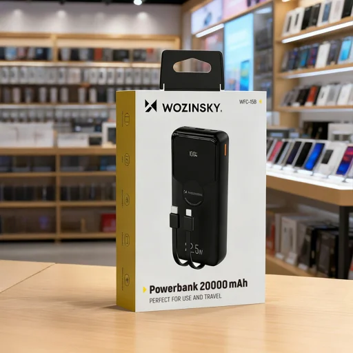 Wozinsky WFC-15B 20 000 mAh externá batéria so zabudovaným Lightning a USB-C káblom, čierna powerbanka - 9
