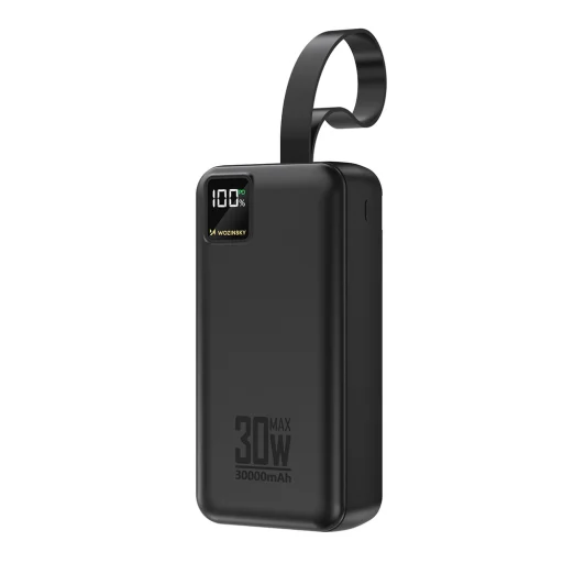 Wozinsky W8-W 30000 mAh, 30 W externá batéria s 2 konektormi USB-A a USB-C, so svietidlom, čierna powerbanka - 2