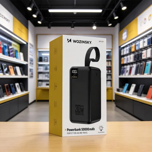 Wozinsky W8-B 50000 mAh 30 W externá batéria, 2 USB-A, USB-C, LED svietidlo, čierna powerbanka - 7