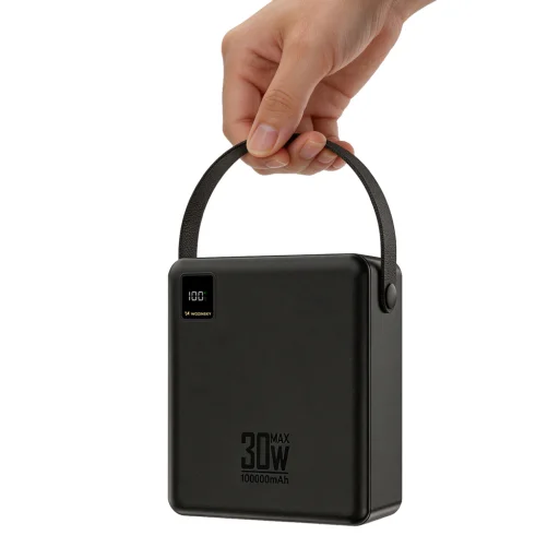 Wozinsky W8-B 100 000 mAh, 30 W externá batéria s LED svietidlom, čierna powerbanka - 7