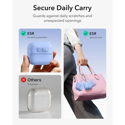 Svetlomodré puzdro ESR Pulse HaloLock MagSafe pre Apple AirPods 4 / 5 - 5