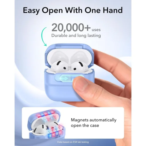 Svetlomodré puzdro ESR Pulse HaloLock MagSafe pre Apple AirPods 4 / 5 - 6