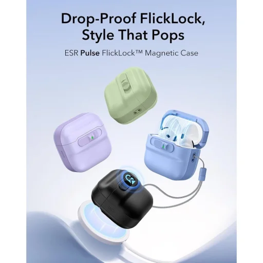 Svetlomodré puzdro ESR Pulse HaloLock MagSafe pre Apple AirPods 4 / 5 - 8