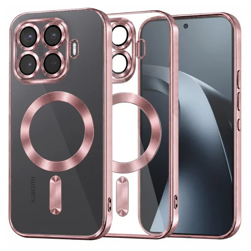 Xiaomi 17T Pro Techsuit Luxury Crystal MagSafe priehľadné, ružové puzdro - 1
