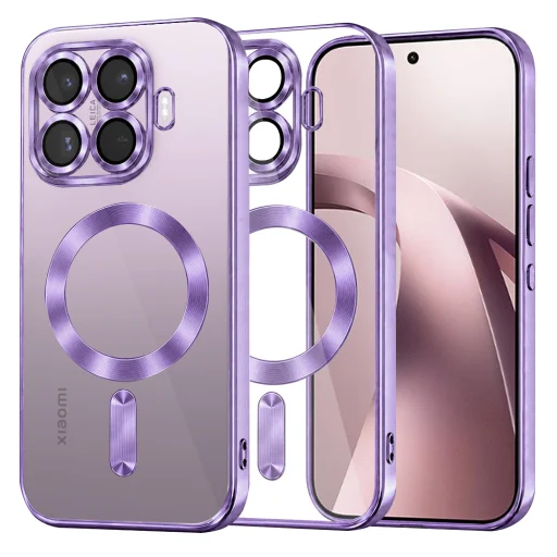 Xiaomi 17T Techsuit Luxury Crystal MagSafe priehľadné puzdro, svetlofialové - 1