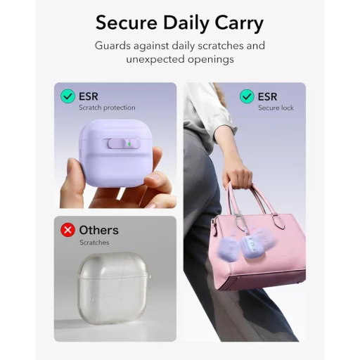 Levanduľové puzdro ESR Pulse HaloLock MagSafe pre slúchadlá Apple AirPods 4 / 5 - 4