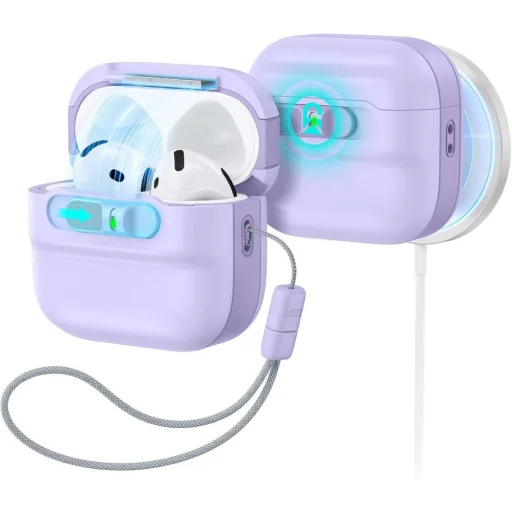 Levanduľové puzdro ESR Pulse HaloLock MagSafe pre slúchadlá Apple AirPods 4 / 5 - 1