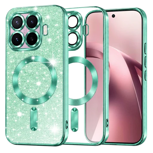 Svetlozelené puzdro Techsuit Luxury Glitter MagSafe pre Xiaomi 17T - 1