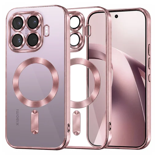 Xiaomi 17T ružové Techsuit Luxury Crystal MagSafe priehľadné puzdro - 1