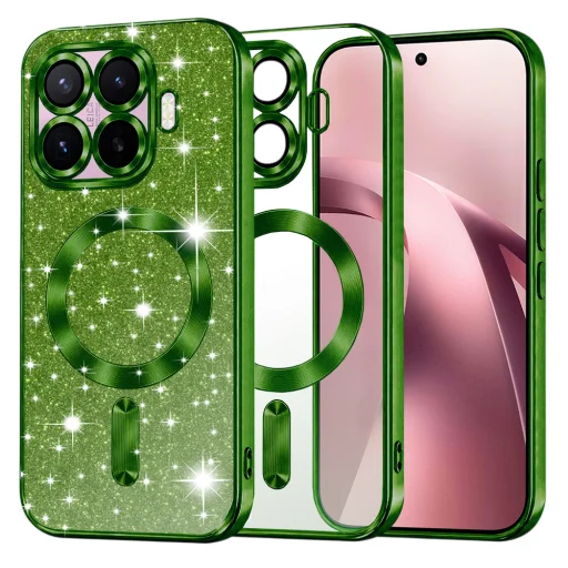 Xiaomi 17T tmavozelené Techsuit luxusné trblietavé MagSafe puzdro - 1