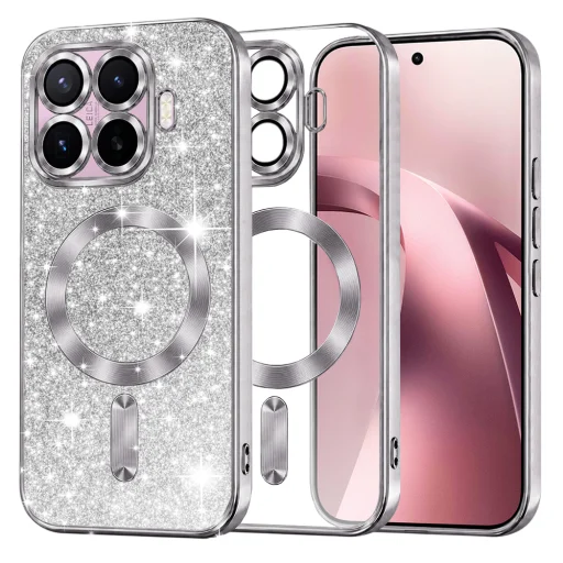 Xiaomi 17T strieborné Techsuit luxusné trblietavé MagSafe puzdro - 1
