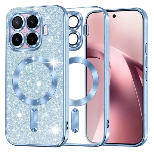 Svetlomodré luxusné trblietavé MagSafe puzdro Techsuit na Xiaomi 17T - 1