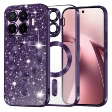 Xiaomi 17T tmavofialové puzdro Techsuit Luxury Glitter MagSafe