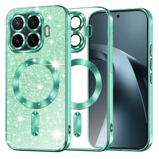 Xiaomi 17T Pro Techsuit Luxury Glitter MagSafe puzdro, svetlozelené - 1
