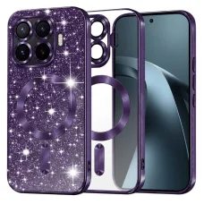 Xiaomi 17T Pro tmavofialové puzdro Techsuit Luxury Glitter MagSafe