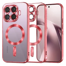 Xiaomi 17T priehľadné puzdro – Techsuit Luxury Crystal MagSafe, červené