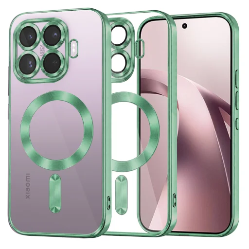 Xiaomi 17T svetlozelený Techsuit Luxury Crystal MagSafe priehľadný kryt - 1