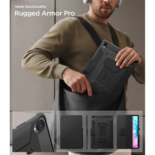 Samsung Galaxy Tab S12+ Plus 12,6-palcový (X840 / X846B) puzdro Spigen Rugged Armor Pro – matná čierna - 9
