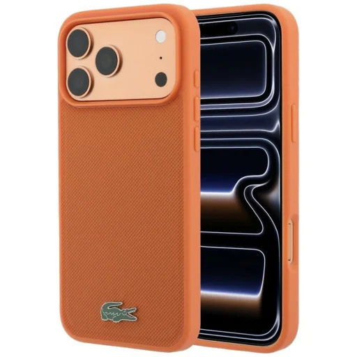 iPhone 18 Pro Max / iPhone 17 Pro Max oranžový kryt Lacoste Petit Pique Lacquer Logo MagSafe - 1